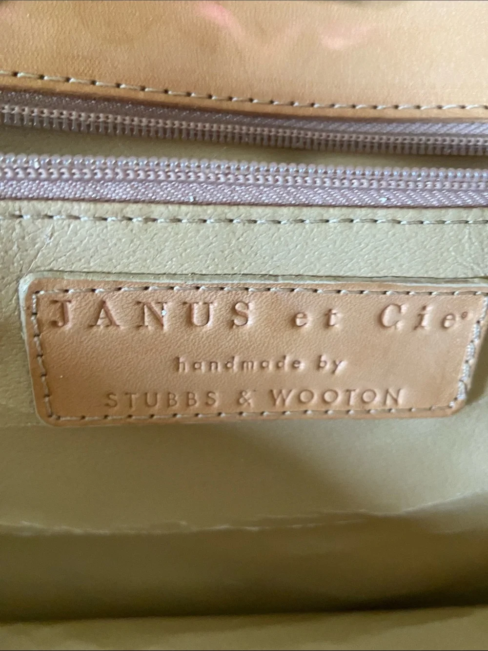 Janus et Cie  by Stubbs and Wooton canvas and leather trim tote - rare find